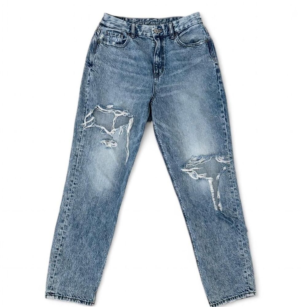 American Eagle Curvy Distressed Mom Jeans - Size 4